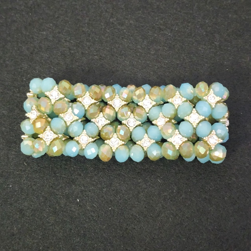 Thick Flexible Rhinestone Beaded Bracelet‎ - Costume Jewelry